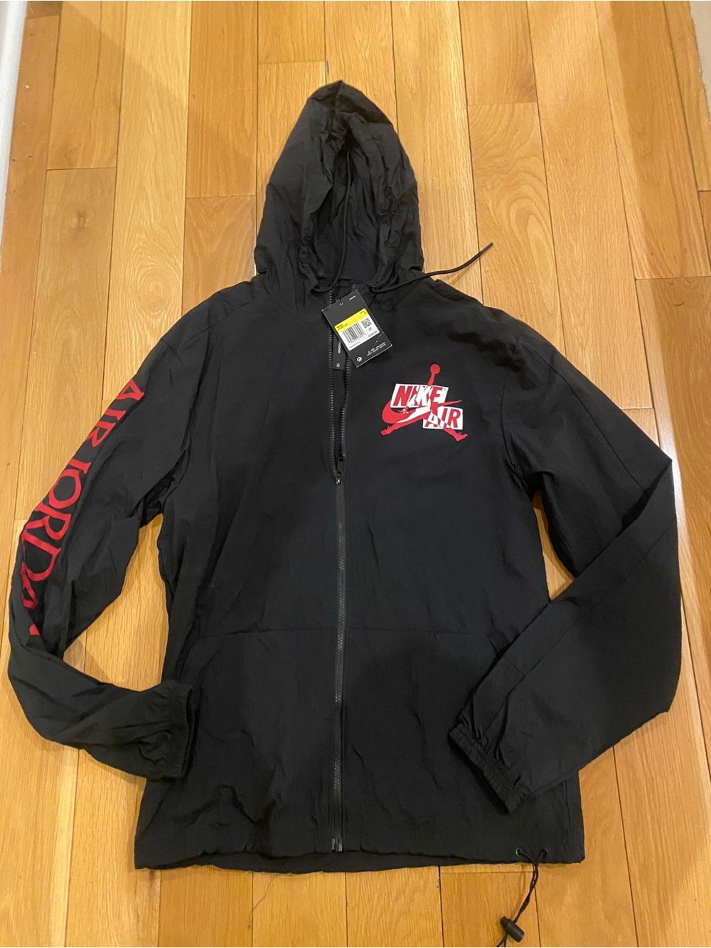 Nike Black Windbreaker Jacket with Red Air Jordan Logo